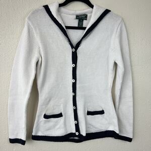 Vintage Lauren Ralph Lauren Sweater Women’s Hand Knit White Cardigan Small